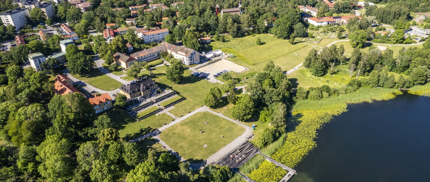 Stort grönområde vid sjö